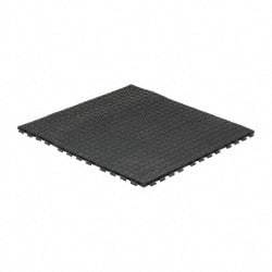 Wearwell - 3' Long x 3' Wide x 5/8" Thick, Anti-Fatigue Modular Matting Tiles - 4 Interlocking Sides, Black, For Dry Areas, Series 502 - USA Tool & Supply