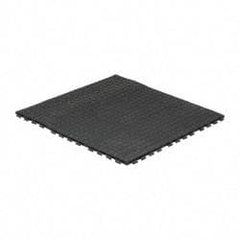 Wearwell - 3' Long x 3' Wide x 5/8" Thick, Anti-Fatigue Modular Matting Tiles - 4 Interlocking Sides, Black, For Dry Areas, Series 502 - USA Tool & Supply