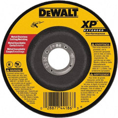 DeWALT - 24 Grit, 9" Wheel Diam, 3/32" Wheel Thickness, 7/8" Arbor Hole, Type 27 Depressed Center Wheel - Zirconia Alumina, Resinoid Bond, 6,600 Max RPM - USA Tool & Supply