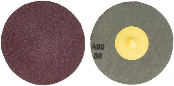 Tru-Maxx - 3" Disc Diam, 80 Grit, Aluminum Oxide Quick Change Disc - Type R Attaching System, Coated, Maroon, Medium Fine Grade - USA Tool & Supply