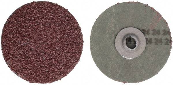 Tru-Maxx - 3" Disc Diam, 24 Grit, Aluminum Oxide Quick Change Disc - Type S Attaching System, Coated, Maroon, Very Coarse Grade - USA Tool & Supply