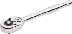 Crescent - 3/8" Drive Pear Head Quick-Release Ratchet - Chrome Finish, 7-3/4" OAL, 72 Gear Teeth - USA Tool & Supply