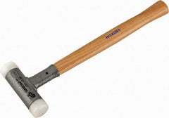 HALDER - 15 oz Head 1-3/16" Face Diam Nylon Dead Blow Hammer - 13" OAL, Hickory Handle - USA Tool & Supply