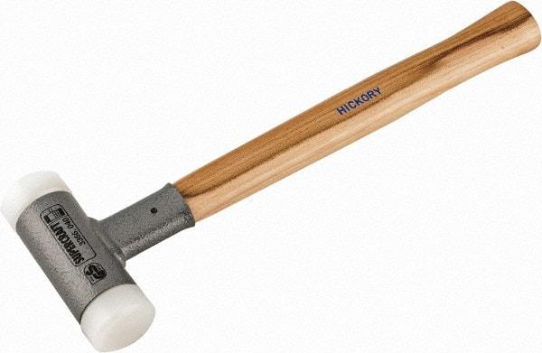 HALDER - 26 oz Head 1-1/2" Face Diam Nylon Dead Blow Hammer - 14" OAL, Hickory Handle - USA Tool & Supply