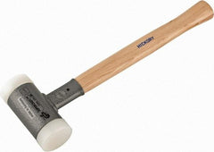 HALDER - 35 oz Head 2" Face Diam Nylon Dead Blow Hammer - 14-1/2" OAL, Hickory Handle - USA Tool & Supply