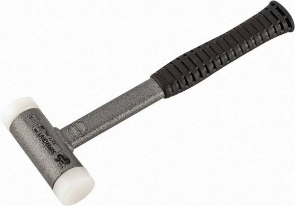 HALDER - 25 oz Head 1-3/8" Face Diam Nylon Dead Blow Hammer - 11-1/2" OAL, Steel Handle - USA Tool & Supply