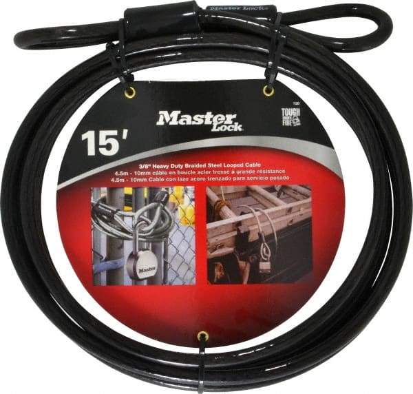 Master Lock - 15' Long Heavy Duty Cable - 3/8" Diam - USA Tool & Supply