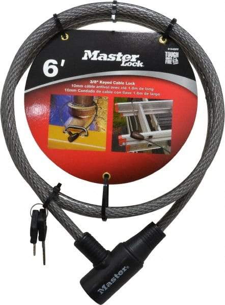 Master Lock - 6' Long Keyed Different Cable Lock - 3/8" Diam, Keyed Different - USA Tool & Supply