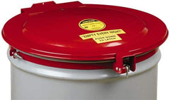 Justrite - 55 Gal, Steel Drum Cover - Hinged Self-Closing Drum Cover - USA Tool & Supply