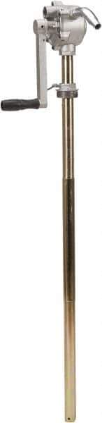 PRO-LUBE - Oil Lubrication 19 Strokes/Gal Flow Aluminum Rotary Hand Pump - For 15 to 55 Gal Container, Use with Diesel Fuel, Gasoline, Kerosene & Lubricating Oil, Do Not Use with Acids, Alkalis, Corrosive Media & Solvents - USA Tool & Supply