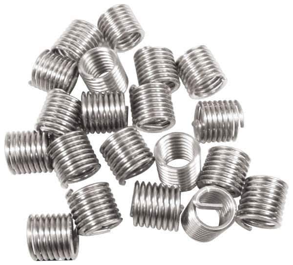 Recoil - 3/8-24 UNC, 3/8" OAL, Free Running Helical Insert - 6-7/8 Free Coils, Tanged, Stainless Steel, 1D Insert Length - Exact Industrial Supply