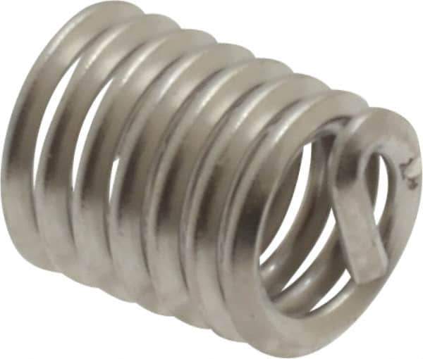 Recoil - #10-24 UNC, 0.38" OAL, Free Running Helical Insert - 7-1/8 Free Coils, Tanged, Stainless Steel, Bright Finish, 2D Insert Length - USA Tool & Supply