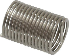 Recoil - 3/8-24 UNF, 3/4" OAL, Free Running Helical Insert - 15 Free Coils, Tanged, Stainless Steel, Bright Finish, 2D Insert Length - Exact Industrial Supply