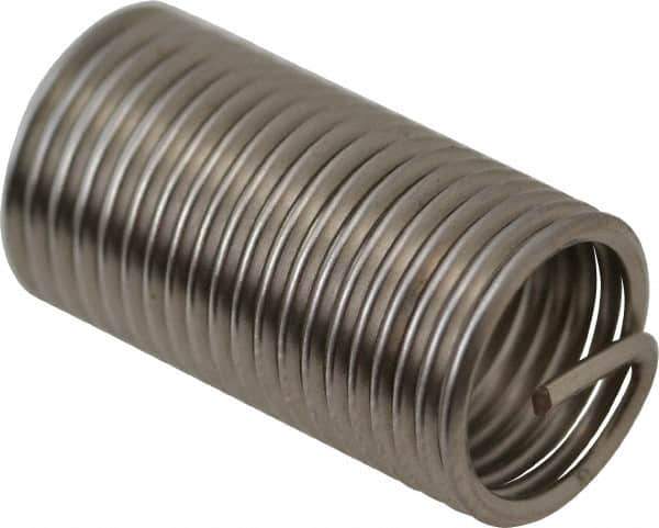 Recoil - 3/8-24 UNF, 0.938" OAL, Free Running Helical Insert - 19-1/8 Free Coils, Tanged, Stainless Steel, Bright Finish, 2-1/2D Insert Length - USA Tool & Supply