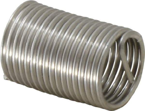 Recoil - 1/2-20 UNF, 1" OAL, Free Running Helical Insert - 16-7/8 Free Coils, Tanged, Stainless Steel, Bright Finish, 2D Insert Length - USA Tool & Supply