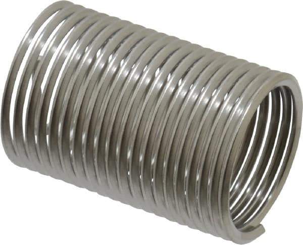 Recoil - 5/8-18 UNF, 1-1/4" OAL, Free Running Helical Insert - 19-1/4 Free Coils, Tanged, Stainless Steel, Bright Finish, 2D Insert Length - USA Tool & Supply