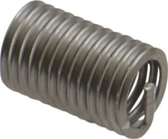 Recoil - #10-32 UNF, 0.475" OAL, Free Running Helical Insert - 12 Free Coils, Tanged, Stainless Steel, Bright Finish, 2-1/2D Insert Length - Exact Industrial Supply