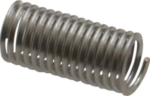 Recoil - #10-32 UNF, 0.57" OAL, Free Running Helical Insert - 14-7/8 Free Coils, Tanged, Stainless Steel, Bright Finish, 3D Insert Length - USA Tool & Supply