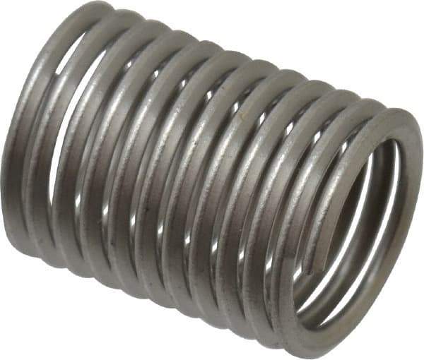 Recoil - 1/4-28 UNC, 1/2" OAL, Free Running Helical Insert - 11-3/8 Free Coils, Tanged, Stainless Steel, 2D Insert Length - USA Tool & Supply