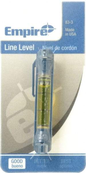 Empire Level - 1 Vial, 3" Long, Plastic Line Level - 5/8" High x 1/2" Wide, Yellow - USA Tool & Supply