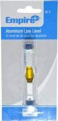 Empire Level - 1 Vial, 3" Long, Aluminum Line Level - 1-3/8" High x 5/8" Wide, Silver - USA Tool & Supply