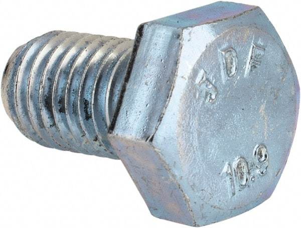 Value Collection - M12x1.75mm Metric Coarse, 20mm Length Under Head Hex Head Cap Screw - Fully Threaded, Grade 10.9 Steel, Zinc-Plated Finish, 19mm Hex - USA Tool & Supply
