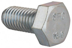Value Collection - M12x1.75mm Metric Coarse, 25mm Length Under Head Hex Head Cap Screw - Fully Threaded, Grade 10.9 Steel, Zinc-Plated Finish, 19mm Hex - USA Tool & Supply