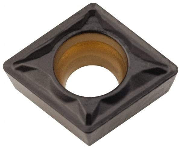 Kennametal - CPMT21.51 FP Grade KCM25 Carbide Turning Insert - TiN/TiCN/Al2O3 Finish, 80° Diamond, 1/4" Inscr Circle, 3/32" Thick, 1/64" Corner Radius - USA Tool & Supply