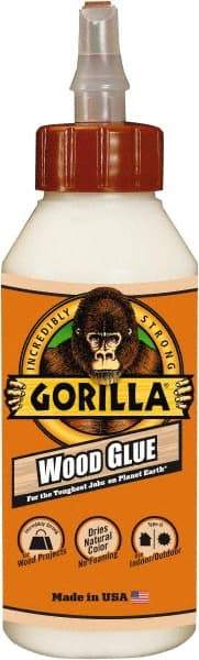 Gorilla Glue - 8 oz Bottle Natural Wood Glue - 3 to 4 hr Working Time, 24 hr Full Cure Time, Bonds to Cork Board & Wood - USA Tool & Supply