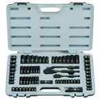 STANLEY® 1/4" & 3/8" Drive 69 Piece Fractional & Metric Black Chrome Laser Etched Socket Set - USA Tool & Supply