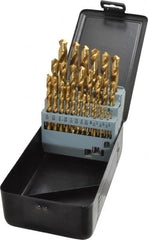 Interstate - 1/16 to 1/2", 118° Point, TiN Finish, High Speed Steel Jobber Length Drill Bit Set - USA Tool & Supply