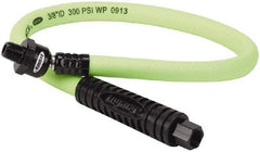 Legacy - 3/8" ID x 0.61" OD 2' Long Lead-In Whip Hose - FNPT x MNPT Ball Swivel Ends, 300 Working psi, 140°, 1/4" Fitting, Green - USA Tool & Supply