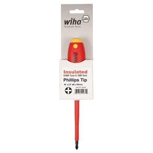 Insulated Cushion Grip Phillips Screwdriver #4 × 200 mm In Carded Hanger - USA Tool & Supply