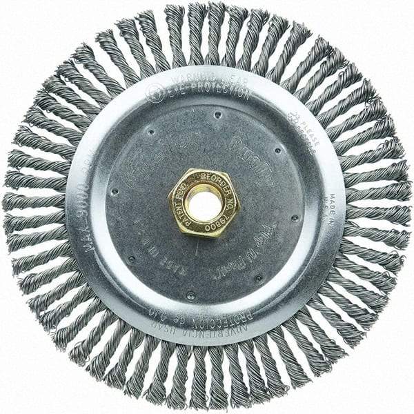 Weiler - 7" OD, 5/8-11 Arbor Hole, Stringer Bead Steel Wheel Brush - 3/16" Face Width, 7/8" Trim Length, 20,000 RPM - USA Tool & Supply