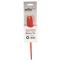 Insulated Cushion Grip Square Tip Screwdriver #1 × 100 mm In Carded Hanger - USA Tool & Supply