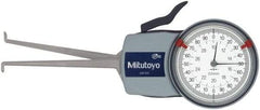 Mitutoyo - 10 to 30mm Inside Dial Caliper Gage - 0.01mm Graduation, 0.03mm Accuracy, 85mm Leg Length, 5.2mm Deep x 1.2mm Wide Groove, Ball Contact Points - USA Tool & Supply