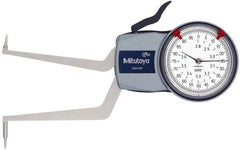 Mitutoyo - 2.8 to 3.6" Inside Dial Caliper Gage - 0.0005" Graduation, 0.0015" Accuracy, 3.3" Leg Length, 0.31" Deep x 0.06" Wide Groove, Ball Contact Points - USA Tool & Supply