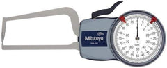 Mitutoyo - 0.8 Inch Max Measurement, 0.0005 Inch Graduation, Outside Dial Caliper Gage - 3.2 Inch Leg Length, 0.0015 Inch Accuracy - USA Tool & Supply