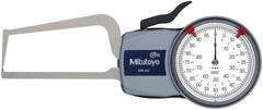Mitutoyo - 0.8 Inch Max Measurement, 0.0005 Inch Graduation, Outside Dial Caliper Gage - 3.2 Inch Leg Length, 0.0015 Inch Accuracy - USA Tool & Supply