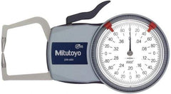 Mitutoyo - 0.4 Inch Max Measurement, 0.0002 Inch Graduation, Outside Dial Caliper Gage - 1.37 Inch Leg Length, 0.0008 Inch Accuracy - USA Tool & Supply