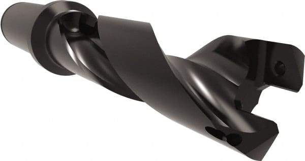 Allied Machine and Engineering - Series 26, 26 to 29mm Diam, 1-1/4" Diam Straight Shank with Flange, Helical Flute Spade Drill - 3-27/64" Max Depth, 5-1/16" Body Length, 7-11/32" OAL, Standard Length, Through Coolant - USA Tool & Supply