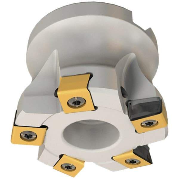 Iscar - 5 Inserts, 50mm Cut Diam, 22mm Arbor Diam, Indexable Square-Shoulder Face Mill - 0/90° Lead Angle, 40mm High, HTP LNHT 1006 Insert Compatibility, Through Coolant, Series TangPlunge - USA Tool & Supply
