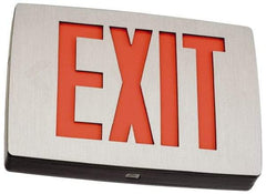 Lithonia Lighting - 1 Face, 1 Watt, Black, Aluminum, LED, Illuminated Exit Sign - 120/277 VAC, Nickel Cadmium, Universal Mounted, 11-3/4 Inch Long x 2 Inch Wide x 8-1/4 Inch High - USA Tool & Supply