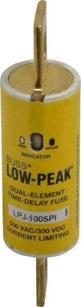 Cooper Bussmann - 300 VDC, 600 VAC, 100 Amp, Time Delay General Purpose Fuse - Bolt-on Mount, 4-5/8" OAL, 100 at DC, 300 at AC (RMS) kA Rating, 1-7/64" Diam - USA Tool & Supply
