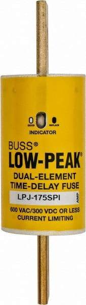 Cooper Bussmann - 300 VDC, 600 VAC, 175 Amp, Time Delay General Purpose Fuse - Bolt-on Mount, 5-3/4" OAL, 100 at DC, 300 at AC (RMS) kA Rating, 1-7/64" Diam - USA Tool & Supply