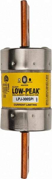 Cooper Bussmann - 300 VDC, 600 VAC, 300 Amp, Time Delay General Purpose Fuse - Bolt-on Mount, 7-1/8" OAL, 100 at DC, 300 at AC (RMS) kA Rating, 2" Diam - USA Tool & Supply