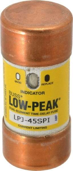 Cooper Bussmann - 300 VDC, 600 VAC, 45 Amp, Time Delay General Purpose Fuse - Fuse Holder Mount, 2-3/8" OAL, 100 at DC, 300 at AC (RMS) kA Rating, 1-1/16" Diam - USA Tool & Supply