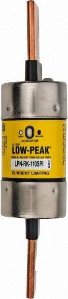 Cooper Bussmann - 250 VAC/VDC, 110 Amp, Time Delay General Purpose Fuse - Bolt-on Mount, 7-1/8" OAL, 100 at DC, 300 at AC (RMS) kA Rating, 1-19/32" Diam - USA Tool & Supply