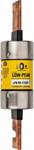 Cooper Bussmann - 250 VAC/VDC, 175 Amp, Time Delay General Purpose Fuse - Bolt-on Mount, 7-1/8" OAL, 100 at DC, 300 at AC (RMS) kA Rating, 1-19/32" Diam - USA Tool & Supply