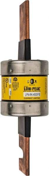 Cooper Bussmann - 250 VAC/VDC, 450 Amp, Time Delay General Purpose Fuse - Bolt-on Mount, 10-3/8" OAL, 100 at DC, 300 at AC (RMS) kA Rating, 2-7/8" Diam - USA Tool & Supply